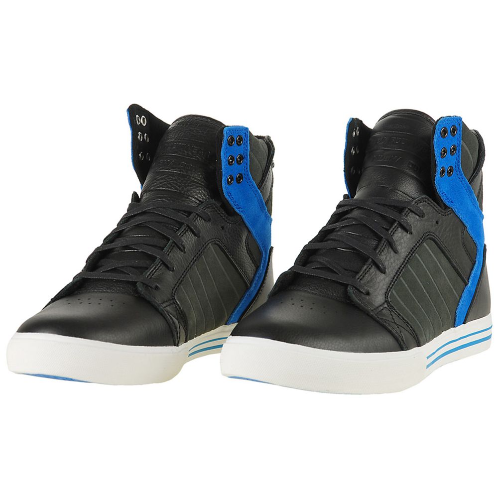 Baskets Montantes Supra SkyTop Noir Bleu Black/Grey/Blue Homme | DTH-44323523